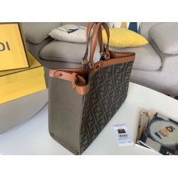 Fendi Peekaboo X Tote In Green Canvas with FF Motif FBS24325