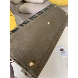 Fendi Peekaboo X Tote In Green Canvas with FF Motif FBS24325