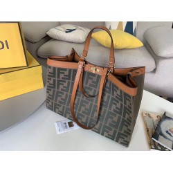 Fendi Peekaboo X Tote In Green Canvas with FF Motif FBS24325