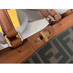 Fendi Peekaboo X Tote In Green Canvas with FF Motif FBS24325