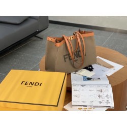 Fendi Peekaboo X-Tote Large Shopper In Green Canvas FBS24326