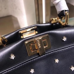 Fendi Peekaboo XS Bag With Star Studs In Black Nappa Leather FBS24320