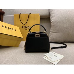 Fendi Peekaboo XS Bag With Star Studs In Black Nappa Leather FBS24320