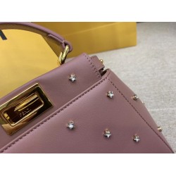 Fendi Peekaboo XS Bag With Star Studs In Black Nappa Leather FBS24321