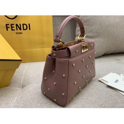 Fendi Peekaboo XS Bag With Star Studs In Black Nappa Leather FBS24321