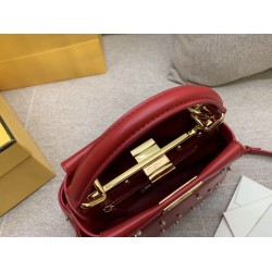 Fendi Peekaboo XS Bag With Star Studs In Red Nappa Leather FBS24322