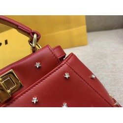 Fendi Peekaboo XS Bag With Star Studs In Red Nappa Leather FBS24322