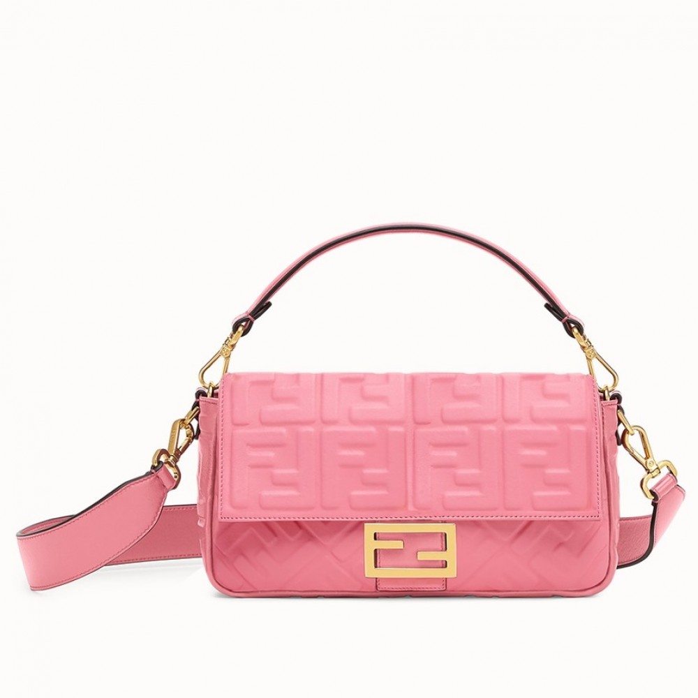 Fendi Pink FF Motif Medium Baguette Bag FBS24330