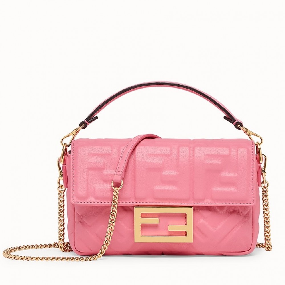 Fendi Pink FF Motif Mini Baguette Bag FBS24331