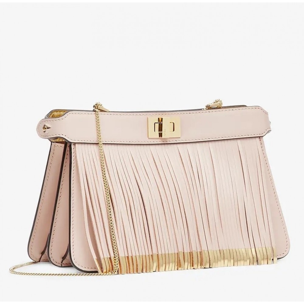 Fendi Pink Peekaboo ISeeU Pochette Bag With Fringes FBS24336