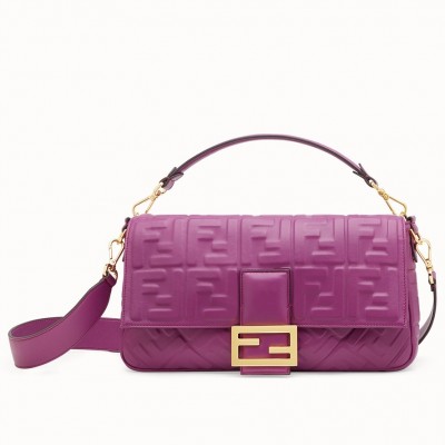 Fendi Purple FF Motif Large Baguette Bag FBS24335