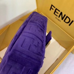 Fendi Purple Velvet FF Motif Medium Baguette Bag FBS24337