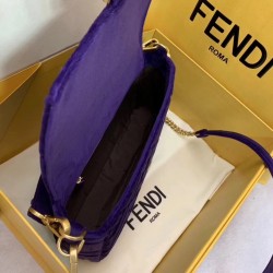 Fendi Purple Velvet FF Motif Medium Baguette Bag FBS24337