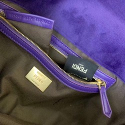 Fendi Purple Velvet FF Motif Medium Baguette Bag FBS24337