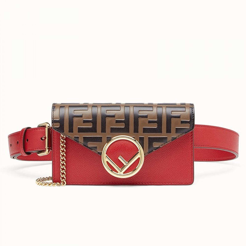 Fendi Red Kan I F Belt Bag With FF Motif FBS24339