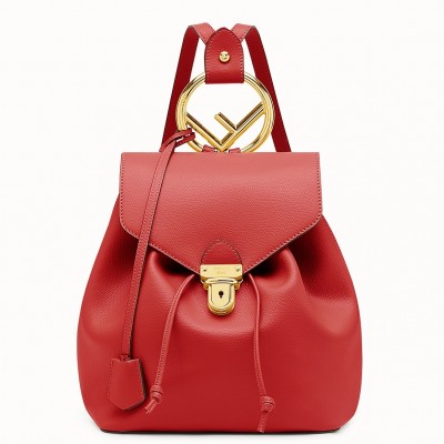 Fendi Red Leather Logo Backpack FBS24340