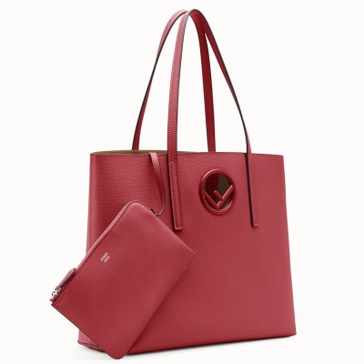 Fendi Red Leather Logo Shopper Bag FBS24341