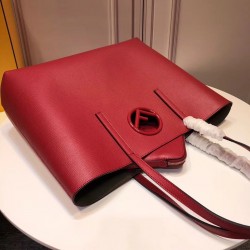 Fendi Red Leather Logo Shopper Bag FBS24341