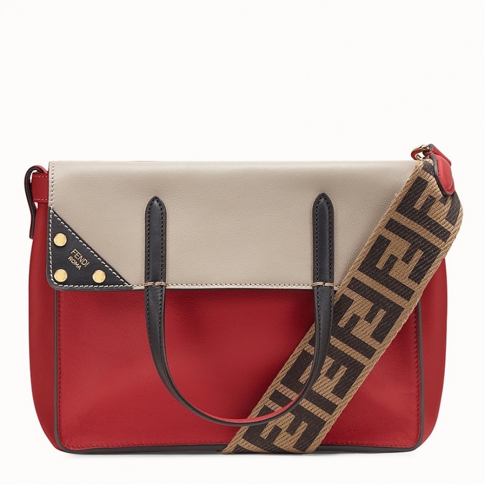 Fendi Regular Flip Tote Bag In Red Calfskin FBS24347