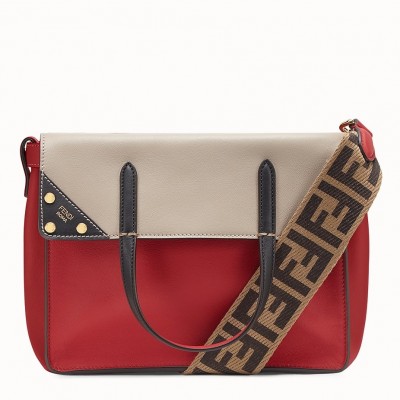 Fendi Regular Flip Tote Bag In Red Calfskin FBS24347