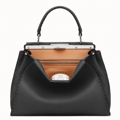 Fendi Selleria Peekaboo Medium Bag In Black Roman Leather FBS24351