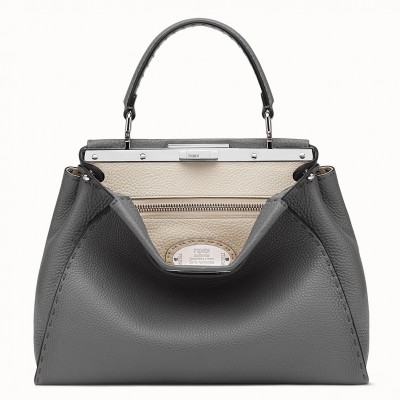 Fendi Selleria Peekaboo Medium Bag In Grey Roman Leather FBS24352