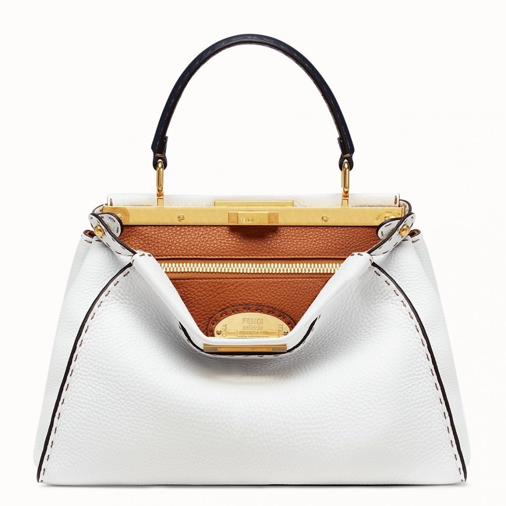 Fendi Selleria Peekaboo Medium Bag In White Roman Leather FBS24353