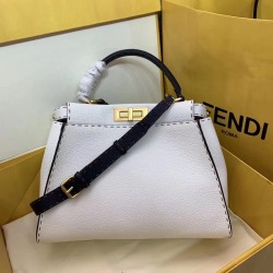 Fendi Selleria Peekaboo Medium Bag In White Roman Leather FBS24353