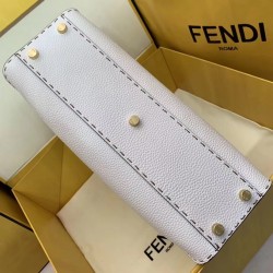 Fendi Selleria Peekaboo Medium Bag In White Roman Leather FBS24353