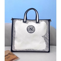 Fendi Shopper Bag In White Glazed Canvas FBS24354