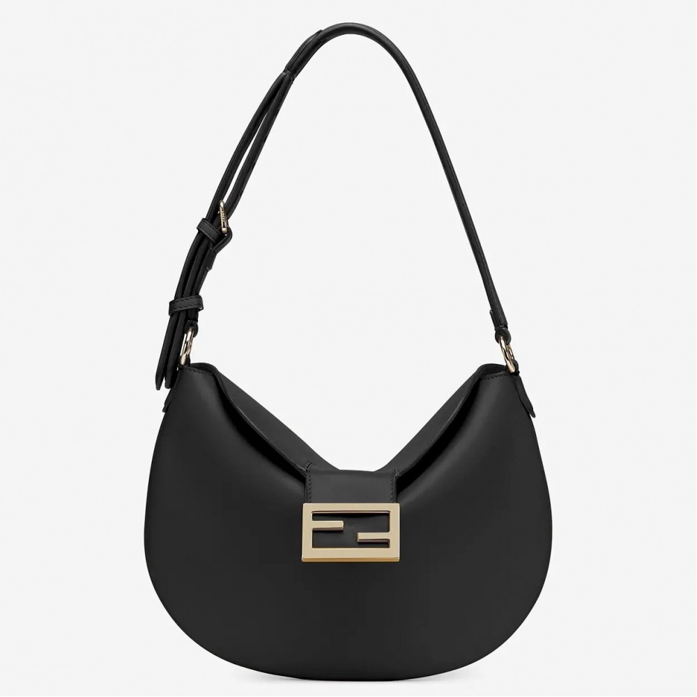 Fendi Small Croissant Hobo Bag In Black Leather FBS24356