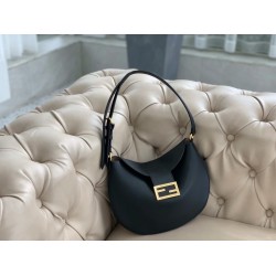 Fendi Small Croissant Hobo Bag In Black Leather FBS24356