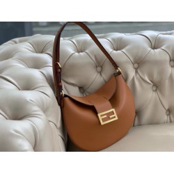 Fendi Small Croissant Hobo Bag In Brown Leather FBS24357