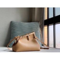 Fendi Small First Bag In Camel Leather with Python F FBS24362