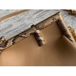 Fendi Small First Bag In Camel Leather with Python F FBS24362