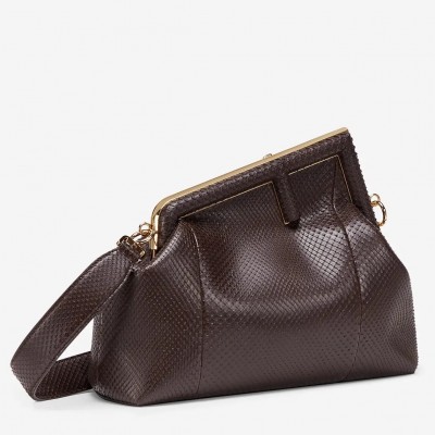 Fendi Small First Bag In Dark Brown Python Leather FBS24361