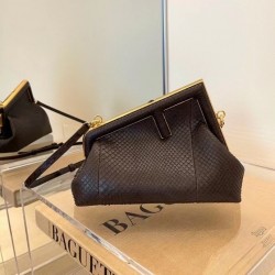 Fendi Small First Bag In Dark Brown Python Leather FBS24361