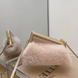 Fendi Small First Bag In Pink Wool Sheepskin FBS24367