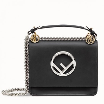 Fendi Small Kan I F Bag In Black Calfskin FBS24370