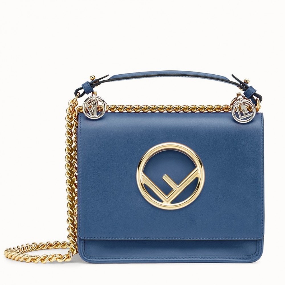 Fendi Small Kan I F Bag In Blue Calfskin FBS24371