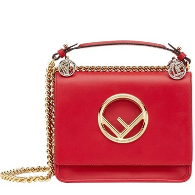 Fendi Small Kan I F Bag In Red Calfskin FBS24372