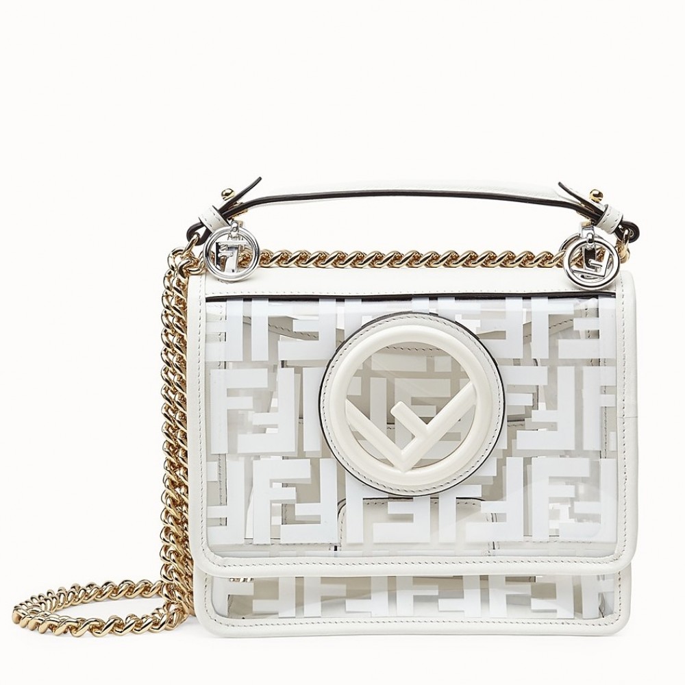 Fendi Small Kan I F Bag In White Transparent PU FBS24373