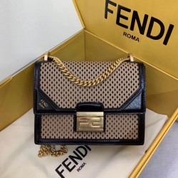 Fendi Small Kan U Bag In Beige Perforated Calf Leather FBS24374