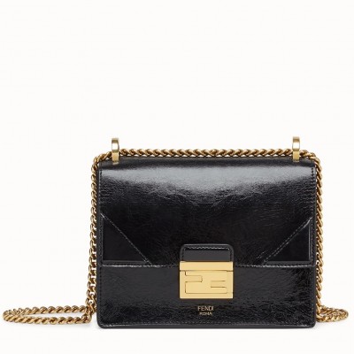 Fendi Small Kan U Bag In Black Glossy Lambskin FBS24376