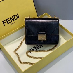 Fendi Small Kan U Bag In Black Glossy Lambskin FBS24376