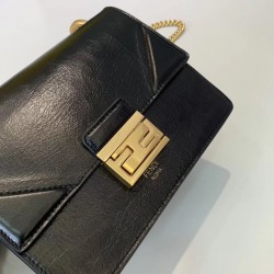 Fendi Small Kan U Bag In Black Glossy Lambskin FBS24376