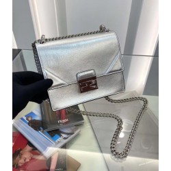 Fendi Small Kan U Bag In Mirror-effect Silver Leather FBS24379