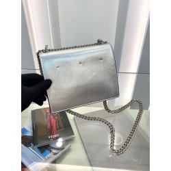 Fendi Small Kan U Bag In Mirror-effect Silver Leather FBS24379