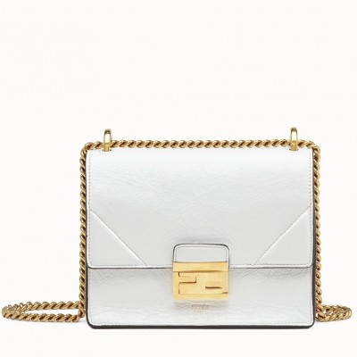 Fendi Small Kan U Bag In White Glossy Lambskin FBS24382