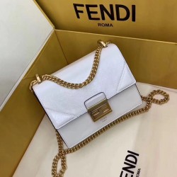 Fendi Small Kan U Bag In White Glossy Lambskin FBS24382